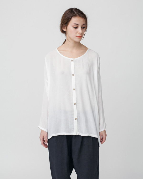 Revisited Matters Crushed Cotton Shirt in Off-White Revisited Matters Crushed Cotton Shirt in Off-White