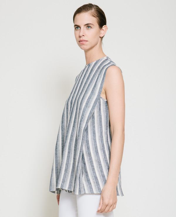 Gary Bigeni Safil Fold Top in Grey Stripe Gary Bigeni Safil Fold Top in Grey Stripe