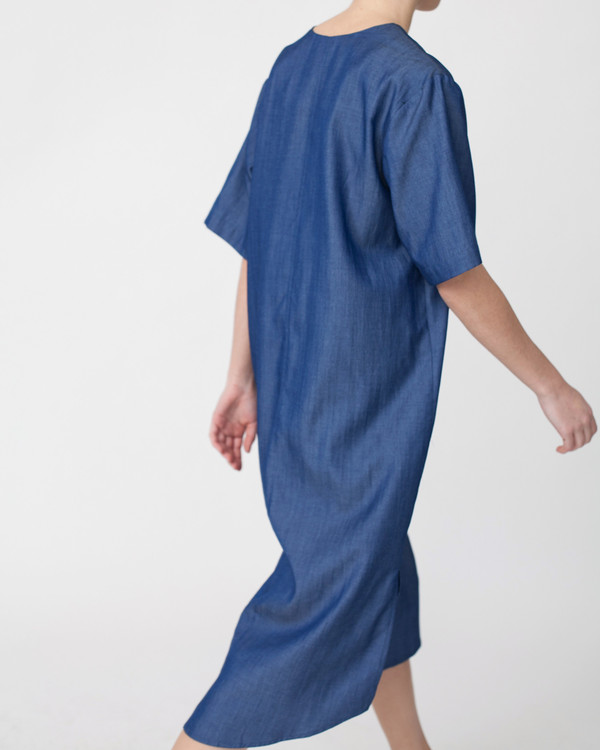 Achro Tencil Denim Dress in Dark Blue Achro Tencil Denim Dress in Dark Blue