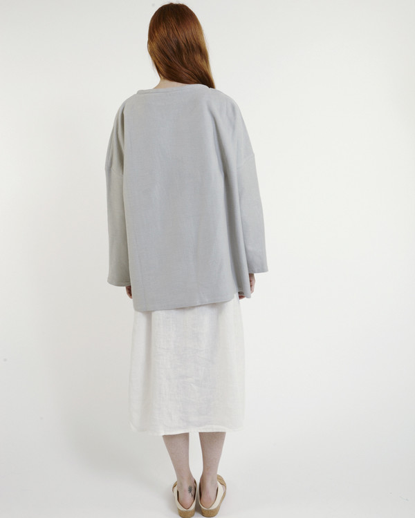 Revisited Matters Tubular Collar Sweatshirt in Blue Revisited Matters Tubular Collar Sweatshirt in Blue