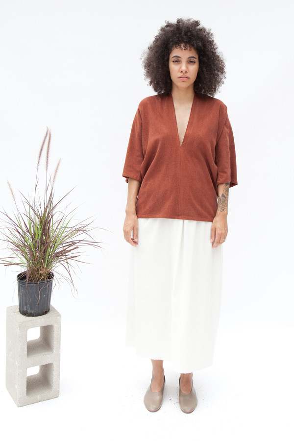 Miranda Bennett Muse Top, Silk Noil in Rust Miranda Bennett Muse Top, Silk Noil in Rust