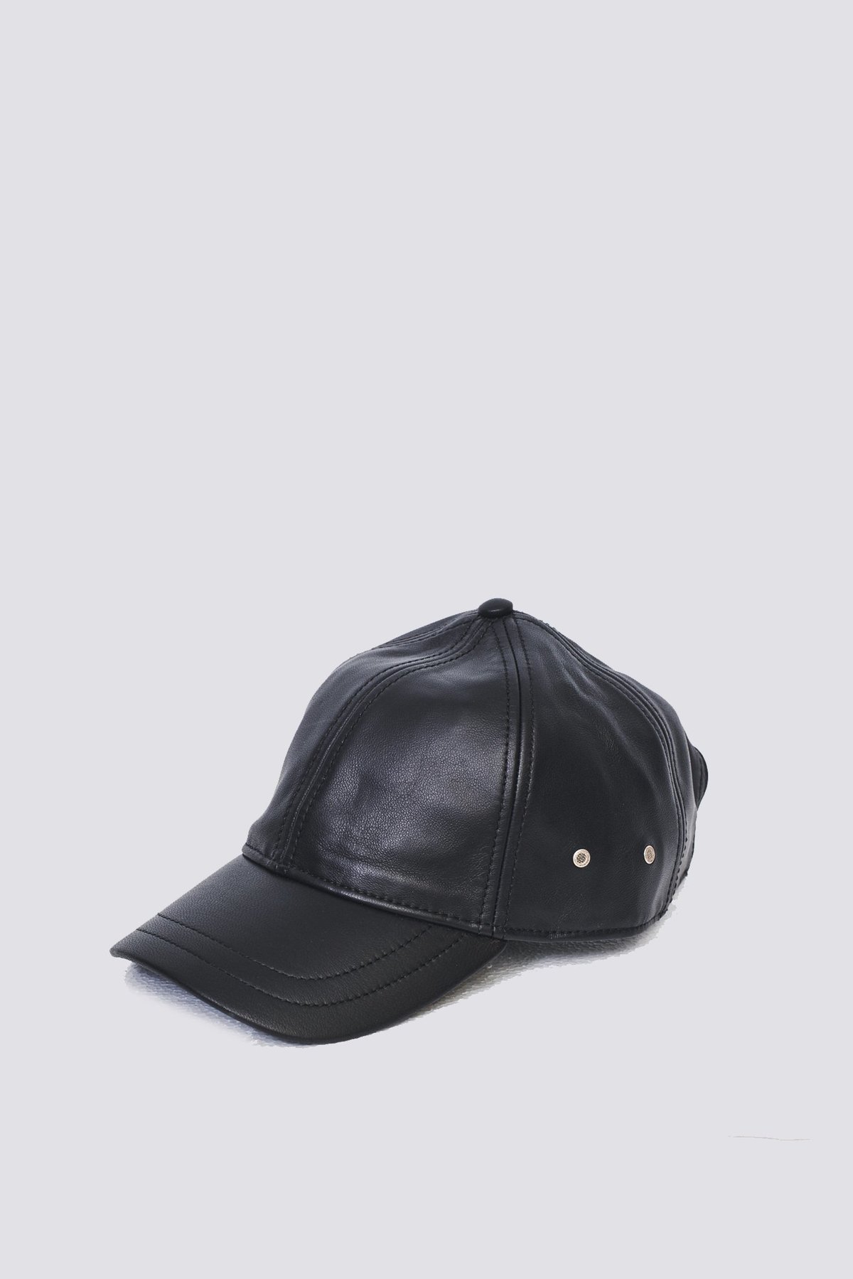 all black leather baseball hat