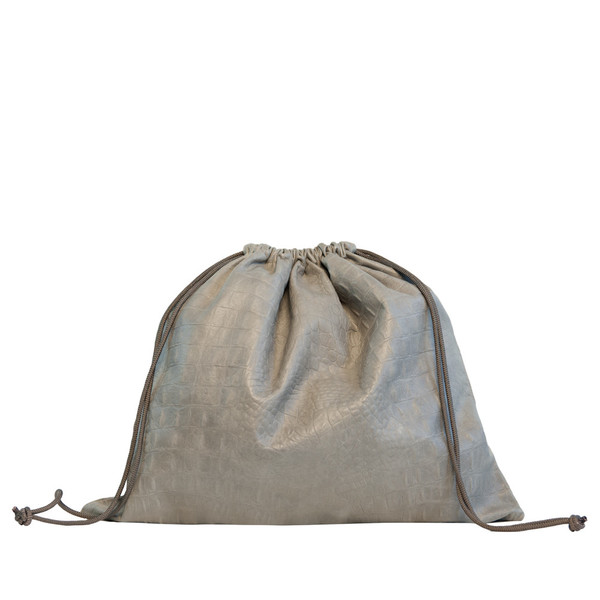 Drawstring in Grey Embossed Croc Drawstring in Grey Embossed Croc