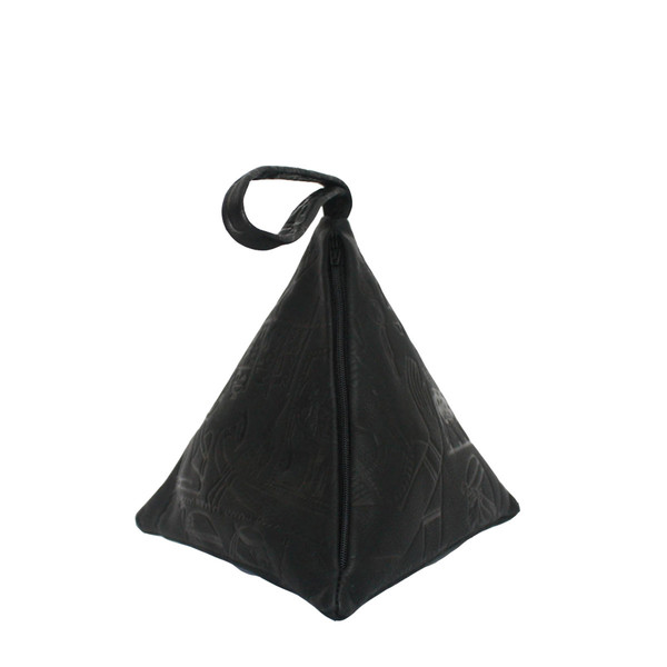 Pyramid Bag, Embossed Black Pyramid Bag, Embossed Black