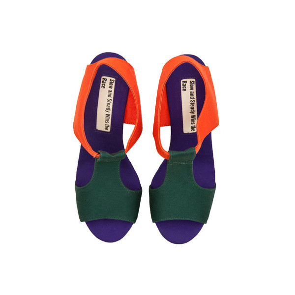 Wedge Sandal - Orange, Green, Purple Wedge Sandal - Orange, Green, Purple