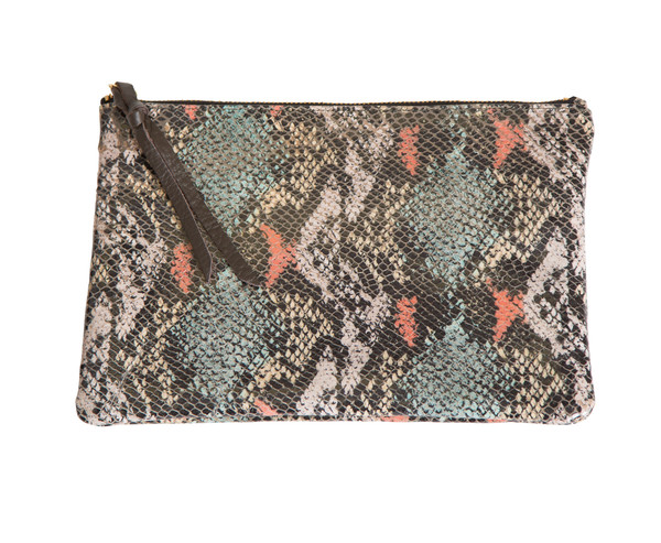 Oliveve Queenie In Coral Cobra Embossed Cow Leather Oliveve Queenie In Coral Cobra Embossed Cow Leather