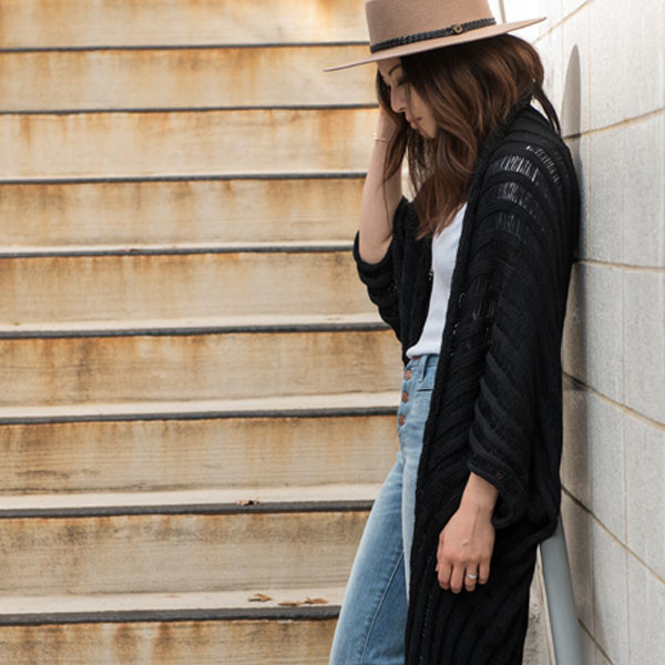 DeNada - Oversized Collared Drop Stitch Shawl DeNada - Oversized Collared Drop Stitch Shawl