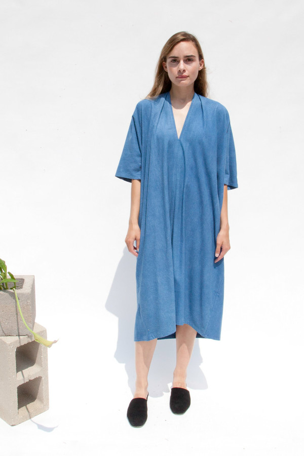 Miranda Bennett In-Stock: Muse Dress, Oversized, Silk Noil in Indigo Miranda Bennett In-Stock: Muse Dress, Oversized, Silk Noil in Indigo