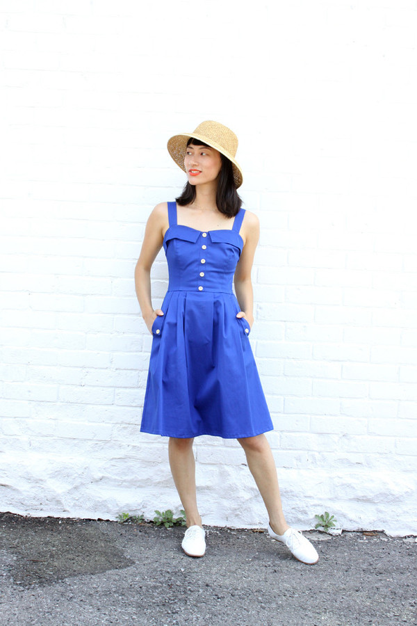 Birds of North America Tyrant Dress Royal Blue Birds of North America Tyrant Dress Royal Blue