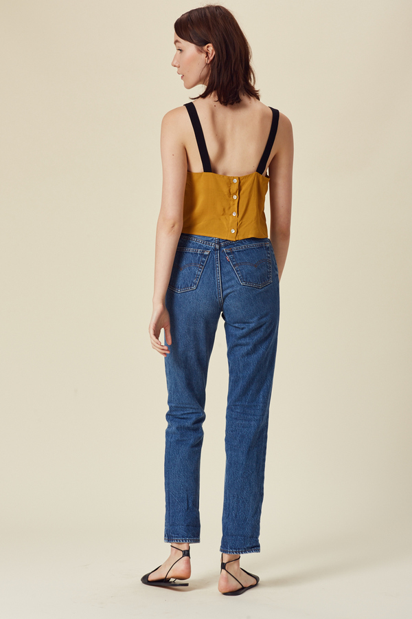 Stil. Colorblock Crop Top in Mustard Stil. Colorblock Crop Top in Mustard