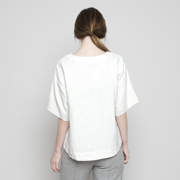 7115 by Szeki Relaxed Boat-Neck Top Off-White FW16 7115 by Szeki Relaxed Boat-Neck Top Off-White FW16