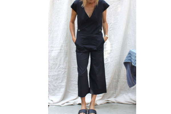 Unknown Atacama Jumpsuit in Blue Black Poplin Unknown Atacama Jumpsuit in Blue Black Poplin