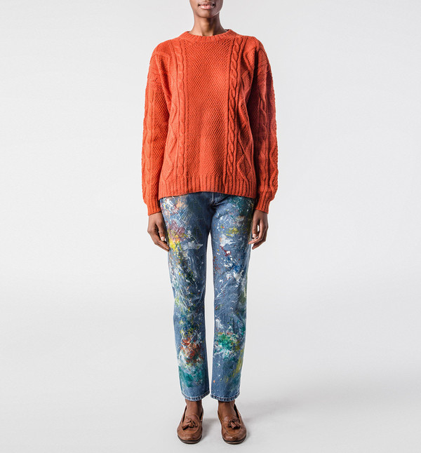 H. Fredriksson Cable Sweater Orange H. Fredriksson Cable Sweater Orange