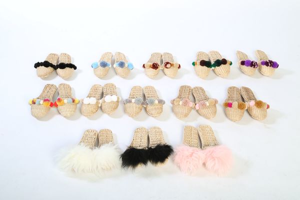 Folk Fortune Handwoven pom pom slippers in Potters Clay Folk Fortune Handwoven pom pom slippers in Potters Clay