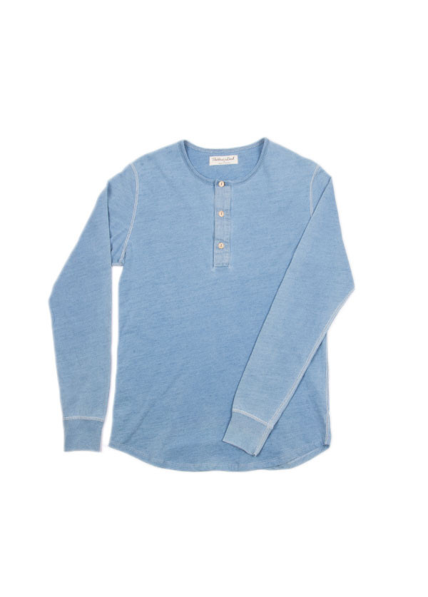 Men's The West is Dead - Henley in Light Wash Indigo Men's The West is Dead - Henley in Light Wash Indigo