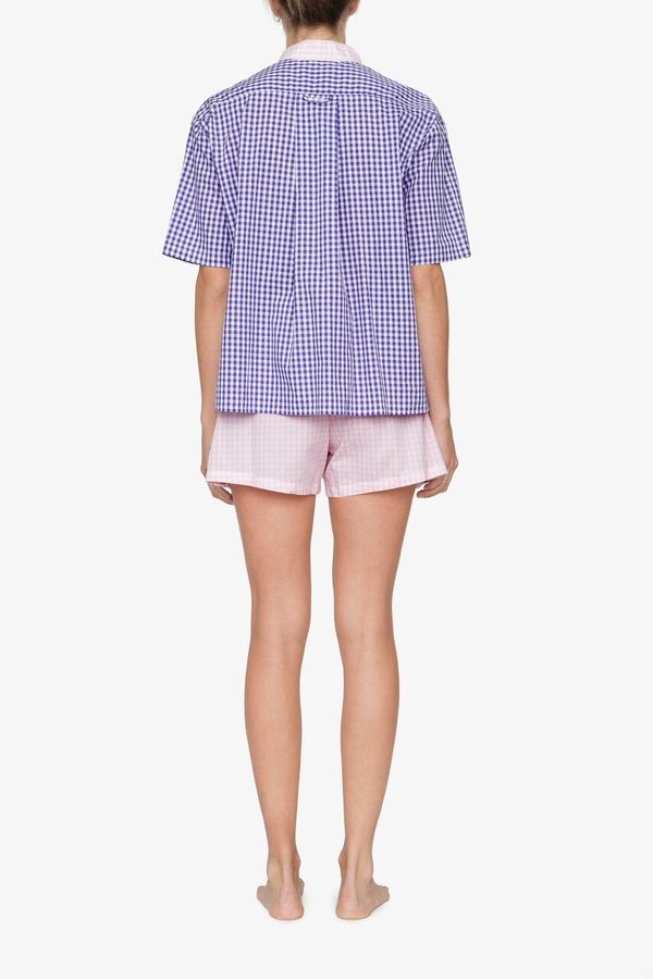 The Sleep Shirt Set – Short Sleeve Cropped Sleep Shirt and Pleat Short Grape Gingham The Sleep Shirt Set – Short Sleeve Cropped Sleep Shirt and Pleat Short Grape Gingham