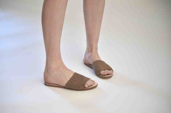 The Palatines Shoes Caelum Slide Sandal - Bark Hex Leather The Palatines Shoes Caelum Slide Sandal - Bark Hex Leather