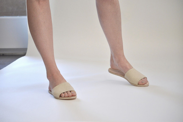 The Palatines Shoes Caelum Slide Sandal - Beige Hex Leather The Palatines Shoes Caelum Slide Sandal - Beige Hex Leather