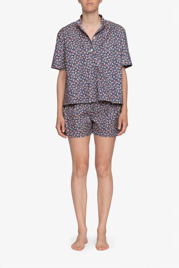 The Sleep Shirt Set – Short Sleeve Cropped Sleep Shirt and Pleat Short Navy Floral The Sleep Shirt Set – Short Sleeve Cropped Sleep Shirt and Pleat Short Navy Floral