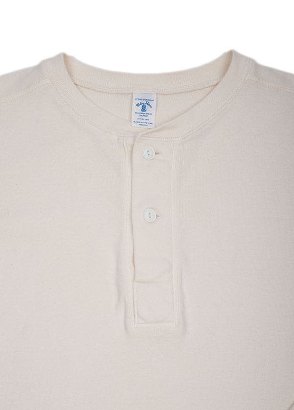 Velva Sheen - Men's Rib Knit Long Sleeved Henley in Off White Velva Sheen - Men's Rib Knit Long Sleeved Henley in Off White