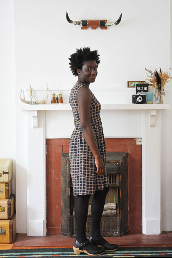 Birds of North America Huet Huet Dress (Navy Crosshatch) POP-UP SALE Birds of North America Huet Huet Dress (Navy Crosshatch) POP-UP SALE