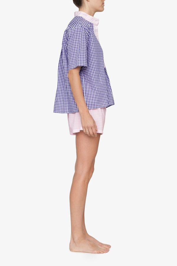 The Sleep Shirt Short Sleeve Cropped Sleep Shirt Grape Gingham The Sleep Shirt Short Sleeve Cropped Sleep Shirt Grape Gingham