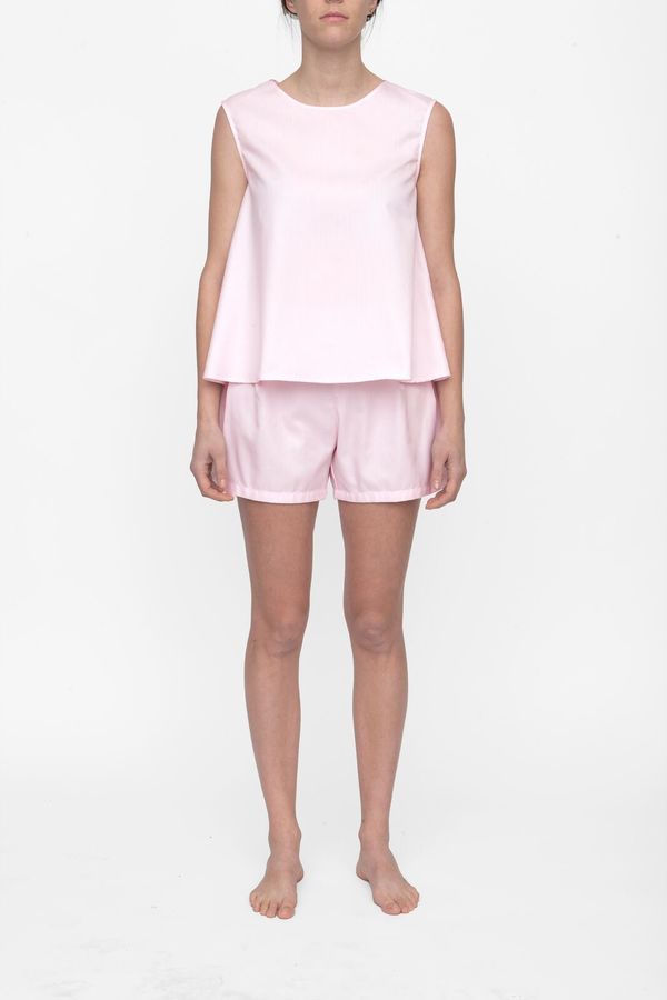 The Sleep Shirt Set - Classic Top and Pleat Short Pink Royal Oxford The Sleep Shirt Set - Classic Top and Pleat Short Pink Royal Oxford