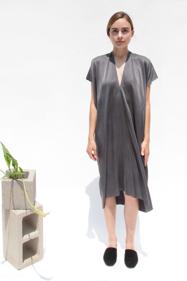 Miranda Bennett In-Stock: Everyday Dress, Silk Charmeuse in Slate Miranda Bennett In-Stock: Everyday Dress, Silk Charmeuse in Slate