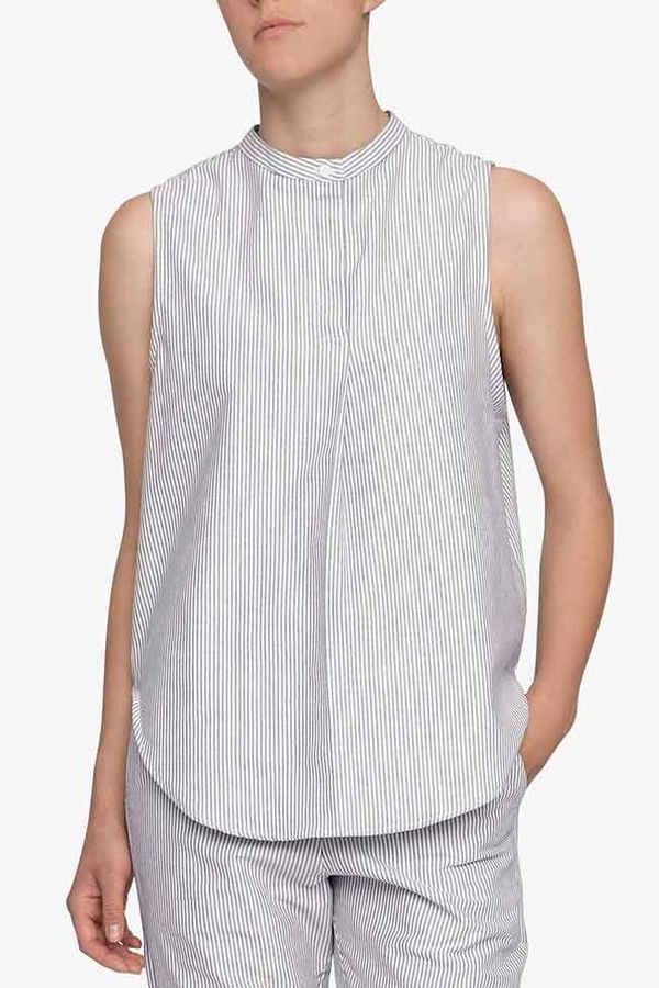 The Sleep Shirt Sleeveless Shirt Top Black Oxford Stripe The Sleep Shirt Sleeveless Shirt Top Black Oxford Stripe