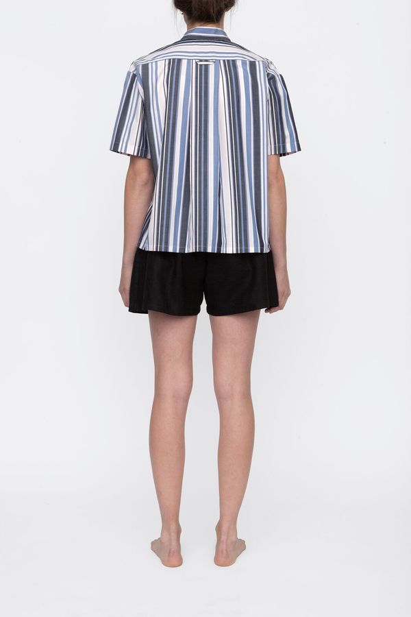 The Sleep Shirt Short Sleeve Cropped Sleep Shirt Blue and Pink Stripe The Sleep Shirt Short Sleeve Cropped Sleep Shirt Blue and Pink Stripe