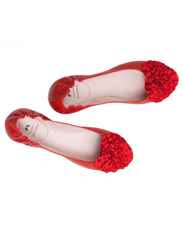 Minna Parikka - 'Camellia' Red Flower Ballet Pumps Minna Parikka - 'Camellia' Red Flower Ballet Pumps