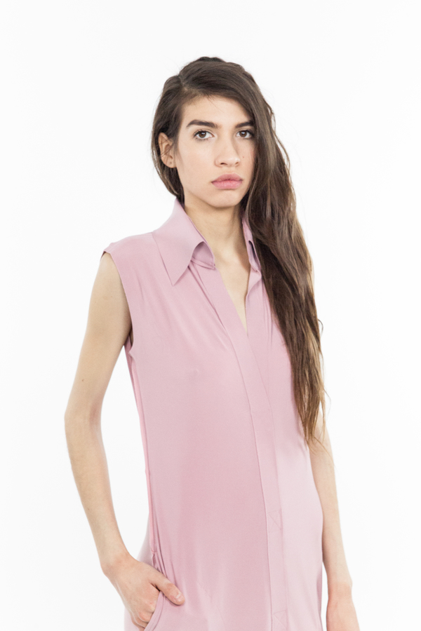 Norma Kamali Sleeveless Long NK Shirt - Pink Norma Kamali Sleeveless Long NK Shirt - Pink