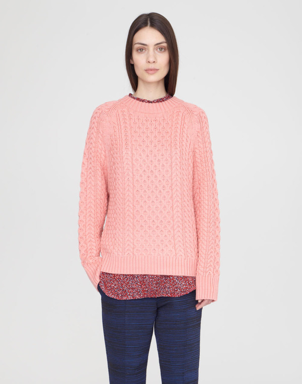 Apiece Apart Anni Fisherman Jumper Flamingo Pink Apiece Apart Anni Fisherman Jumper Flamingo Pink