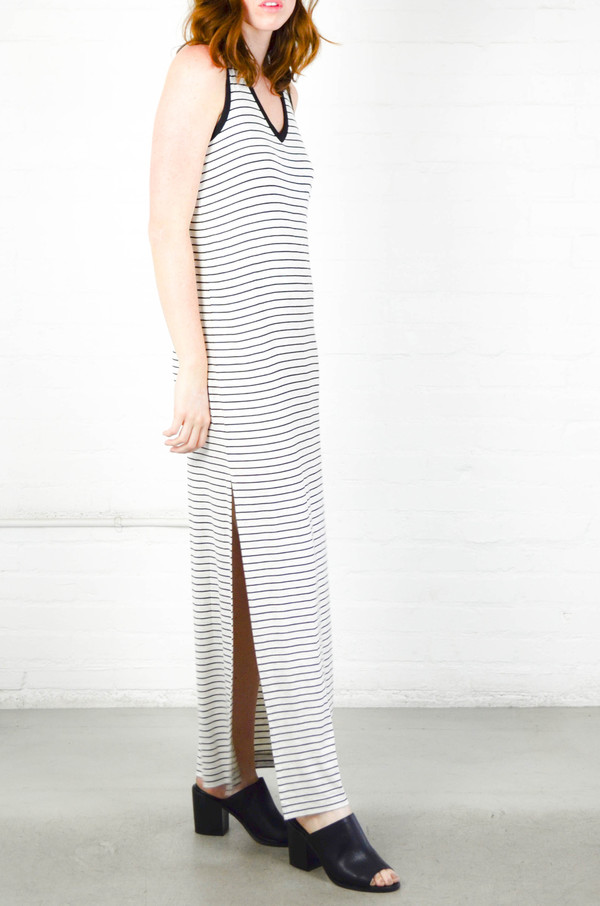 ATM Anthony Thomas Melillo ATM Striped Jersey V-Neck Maxi Dress ATM Anthony Thomas Melillo ATM Striped Jersey V-Neck Maxi Dress