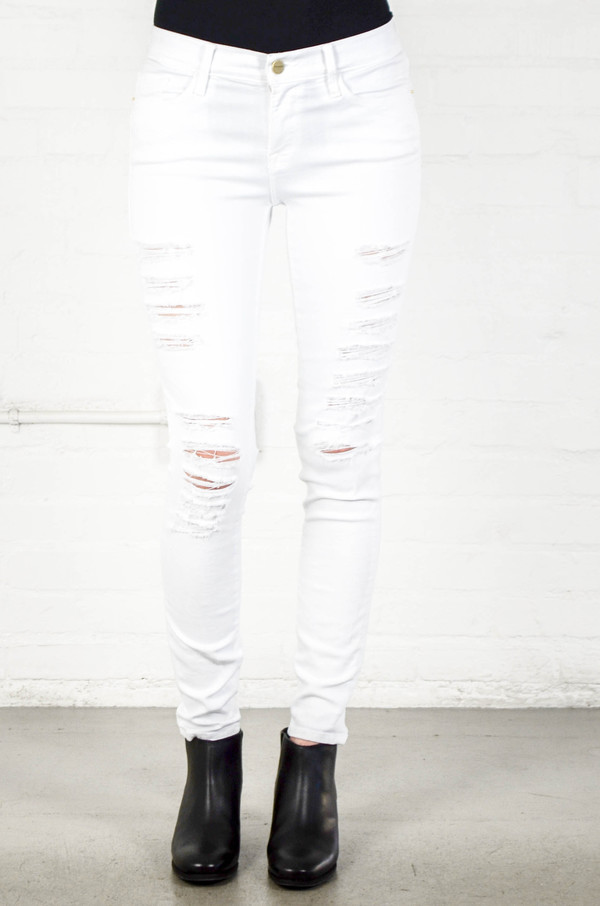 FRAME Denim Frame Le Color Ripped in Blanc FRAME Denim Frame Le Color Ripped in Blanc