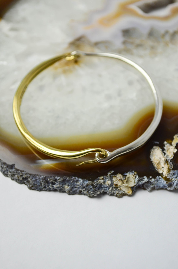 K/ller Brass and Silver Hinged Bangle K/ller Brass and Silver Hinged Bangle