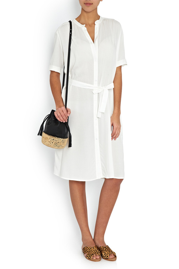 Loeffler Randall - Black Leather Bucket Bag With Woven Raffia Loeffler Randall - Black Leather Bucket Bag With Woven Raffia