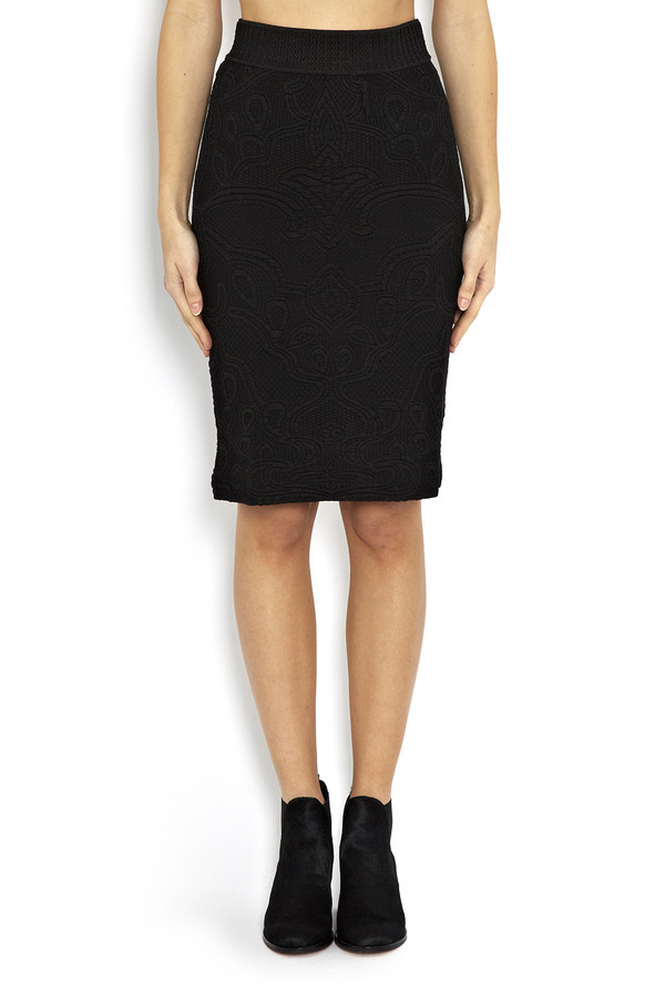Rodebjer - Black Mandi Embossed Pencil Skirt Rodebjer - Black Mandi Embossed Pencil Skirt