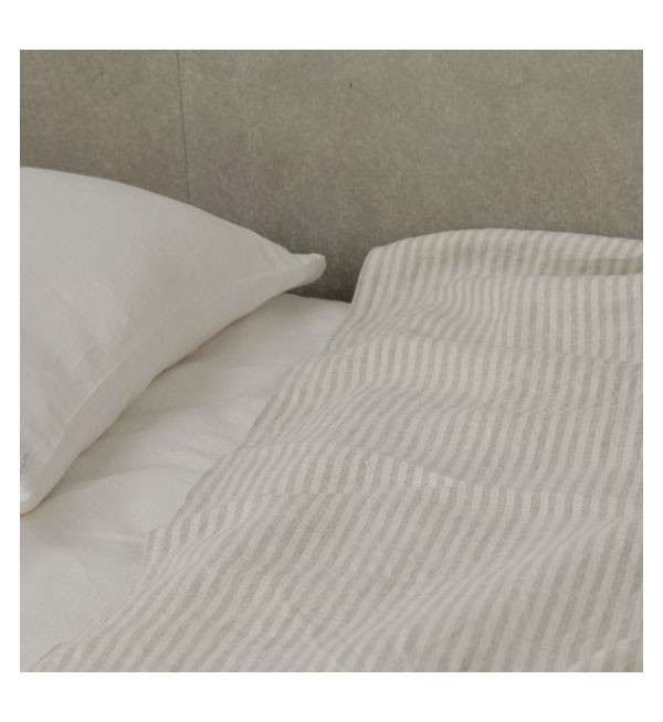 Fog Linen Work Fog Linen Natural Stripe Chambray Linen Blanket Fog Linen Work Fog Linen Natural Stripe Chambray Linen Blanket