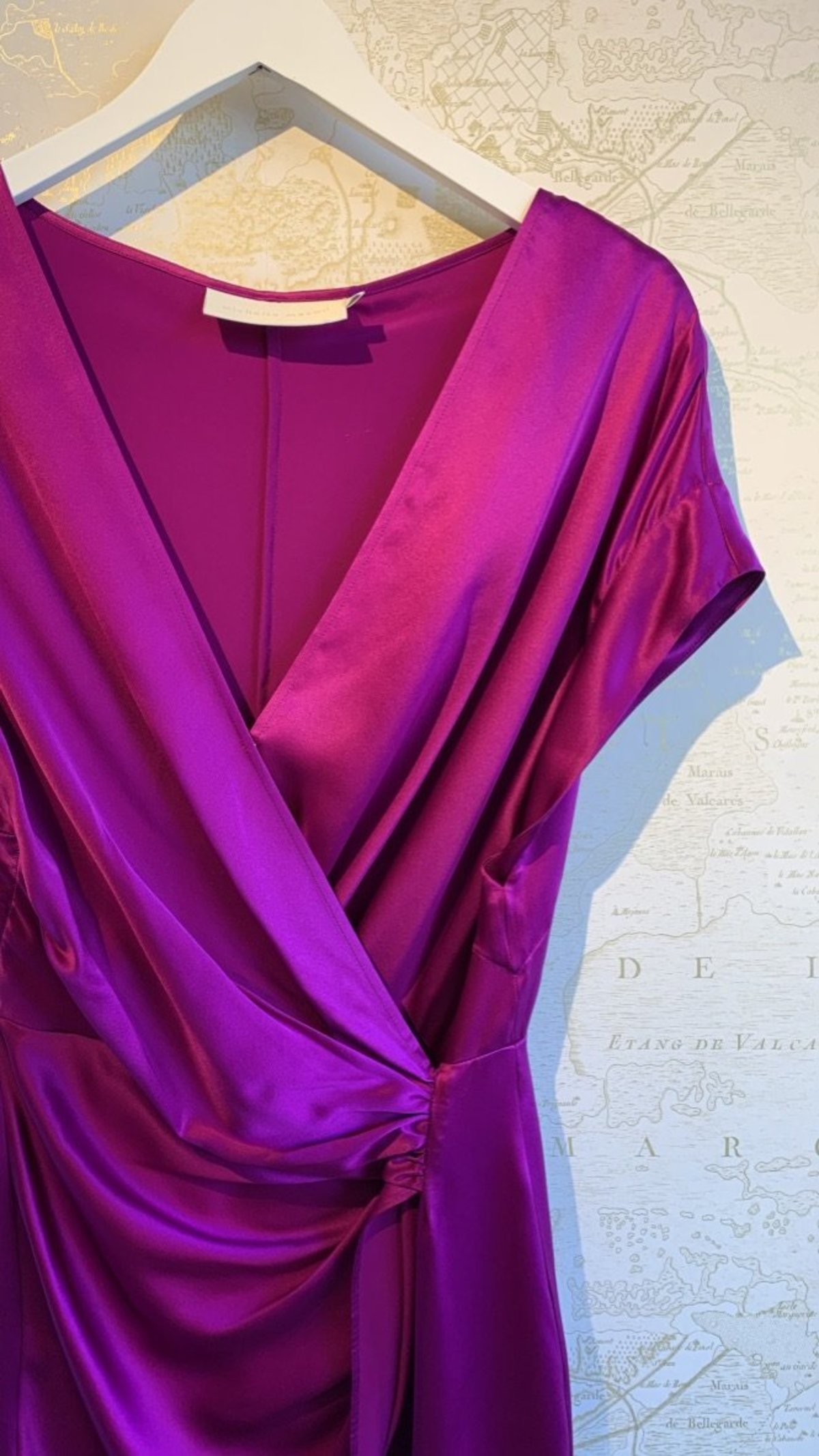 michelle mason wide neck wrap dress