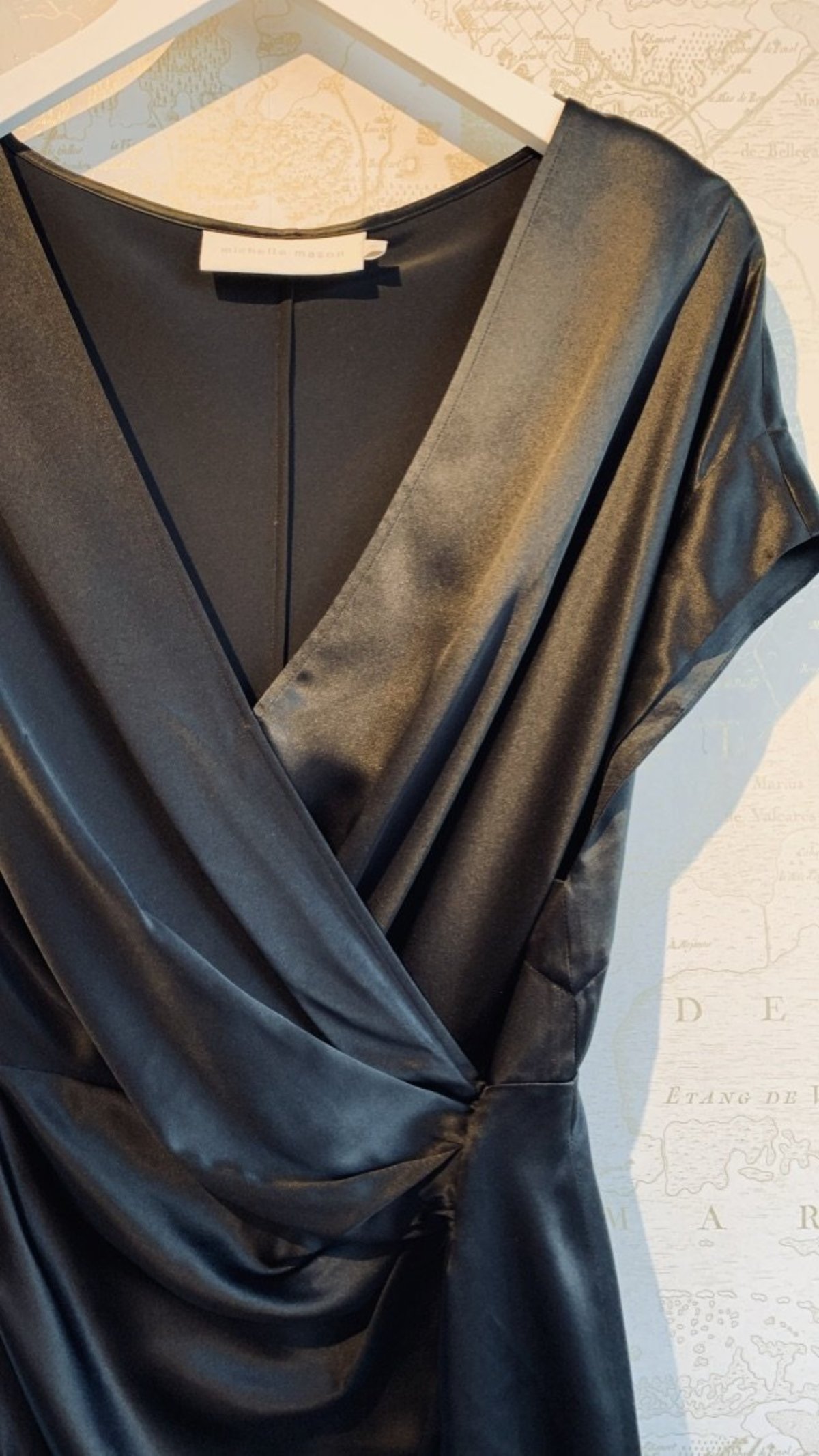 michelle mason wide neck wrap dress