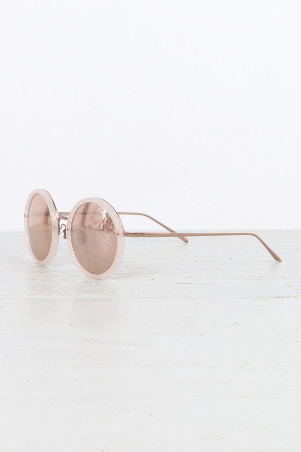 Linda Farrow Round Sunglasses in Milky Pink Linda Farrow Round Sunglasses in Milky Pink