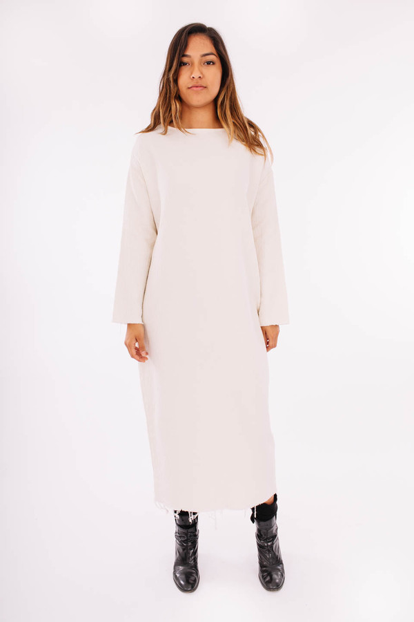 Black Crane Quilted Long Dress (Cream) Black Crane Quilted Long Dress (Cream)