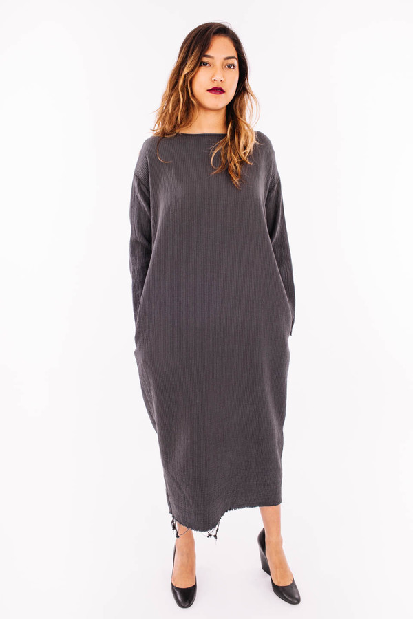 Black Crane Quilted Long Dress (Dark Shadow) Black Crane Quilted Long Dress (Dark Shadow)