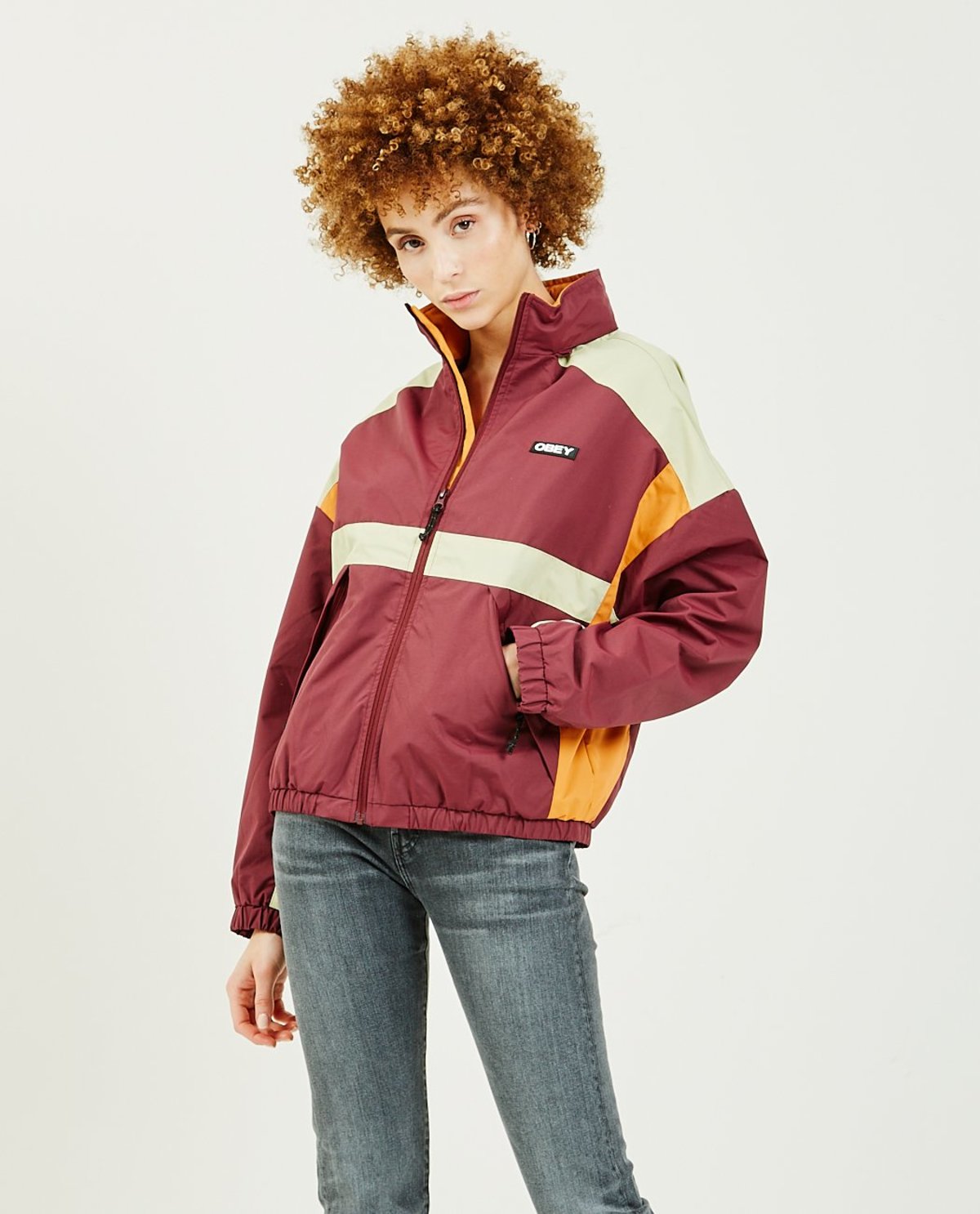 obey red windbreaker