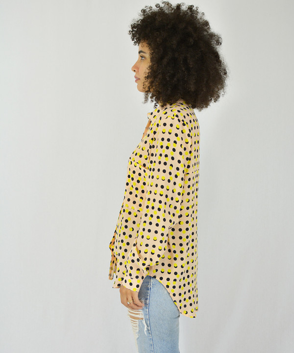 Dusen Dusen Peach Double Dot Collared Shirt Dusen Dusen Peach Double Dot Collared Shirt