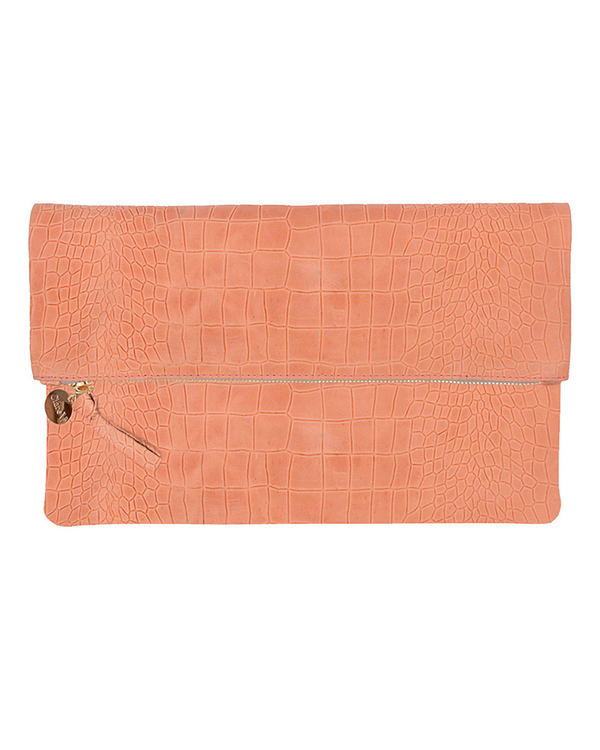 Clare V. Coral Croco Foldover Clutch Clare V. Coral Croco Foldover Clutch
