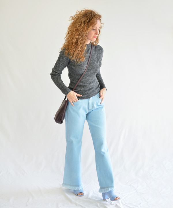 Micaela Greg Speckle Grey Stagger Rib Turtleneck Micaela Greg Speckle Grey Stagger Rib Turtleneck