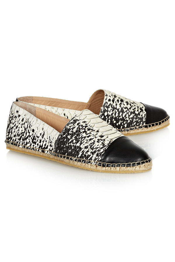 Loeffler Randall - Mara Cap-Toe Anaconda Leather Espadrille Loeffler Randall - Mara Cap-Toe Anaconda Leather Espadrille