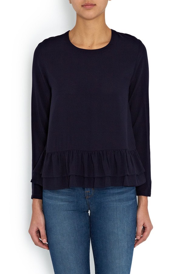 Rodebjer - Navy Lindy Peplum Frill Tunic Rodebjer - Navy Lindy Peplum Frill Tunic